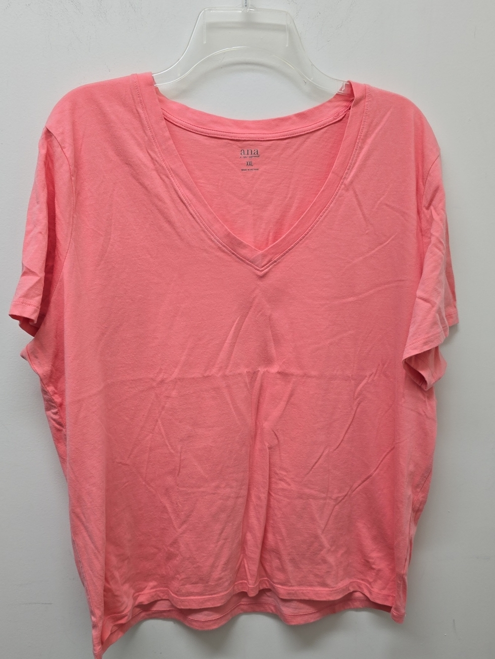 a.n.a Coral Pink V-Neck Short Sleeve Tee - Size XXL